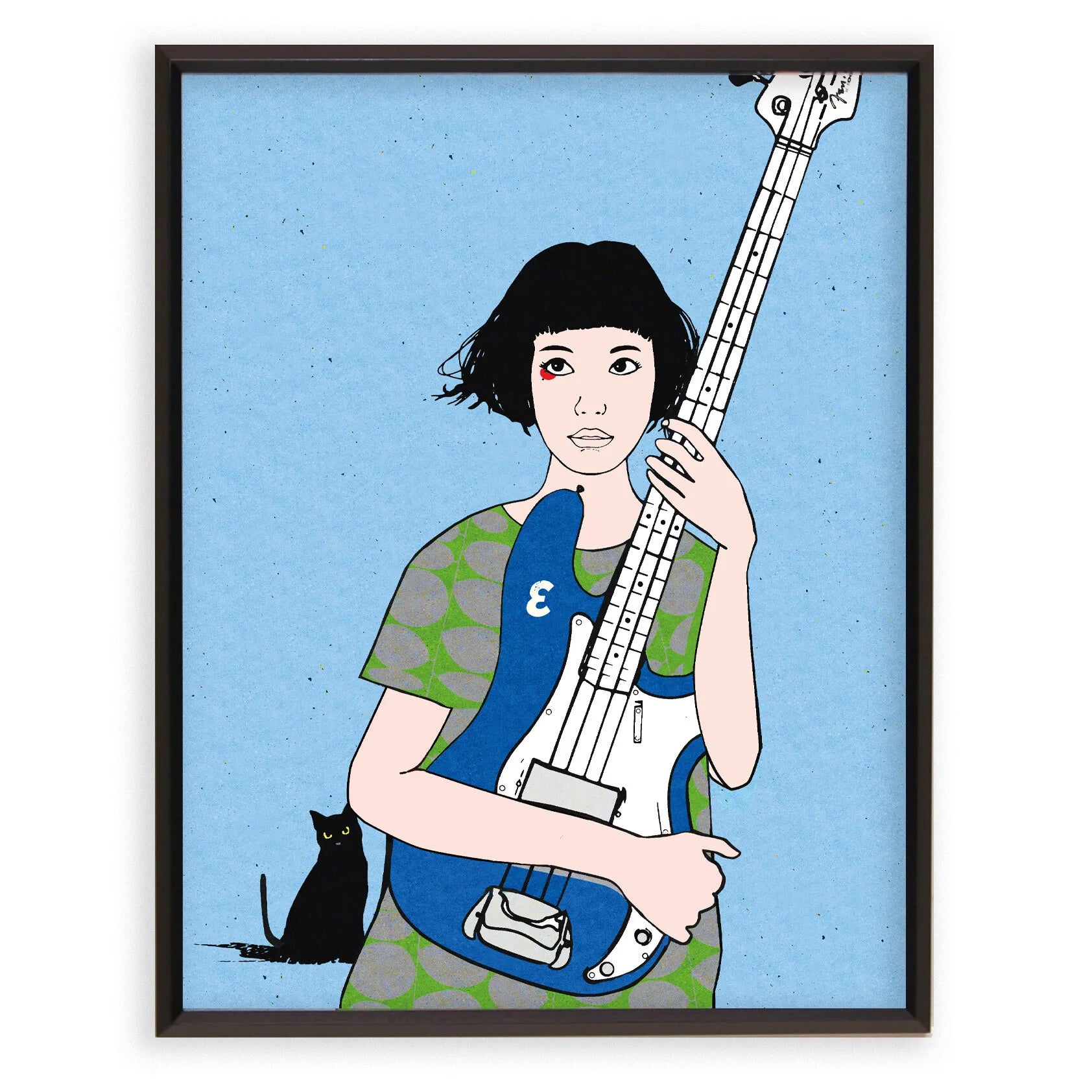 青いベースと黒い猫 No.214